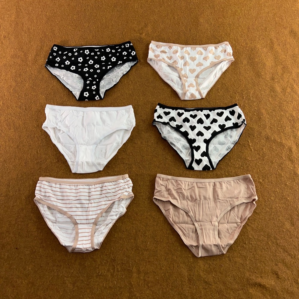 Maidenform Girl 12 Multicolor Heart Floral Stripe Cotton Briefs 6 Pack 1270P